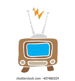 retro tv cartoon illustration isolated on white