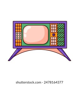 Retro TV in cartoon style. Outline vintage 70s, 80s television. Vector illustration isolated on a white background.