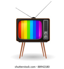 Retro TV with color frame. Illustration on white background