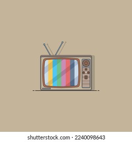 Retro-TV mit Farbrahmen. Vektorgrafik 