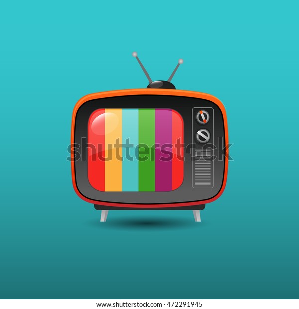 Retro TV with\
color frame - vector\
illustration