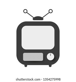 Retro TV with color screen vector illustration on white background