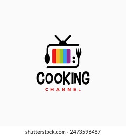 retro tv cooking channel television logo vector icon illustration