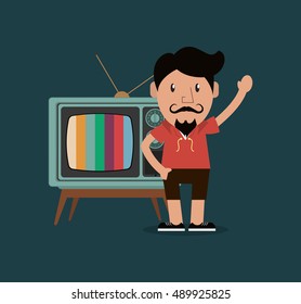 retro tv emblem image