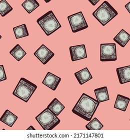 Retro TV engraved seamless pattern. Vintage television media equipment in hand drawn style. Sketch texture for fabric, wallpaper, textile, print, title, wrapping paper. Vector illustration.