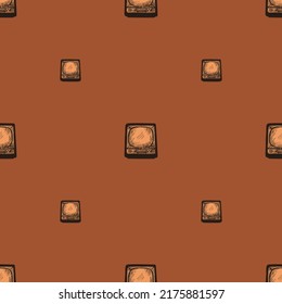 Retro TV graviert nahtloses Muster. Vintage-Fernsehgeräte im handgezeichneten Stil. Skizze-Textur für Gewebe, Tapeten, Textilien, Druck, Titel, Packpapier. Vektorgrafik.