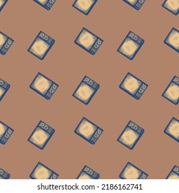 Retro TV engraved seamless pattern. Vintage television media in hand drawn style. Sketch texture for fabric, wallpaper, textile, print, title, wrapping paper. Vector illustration.