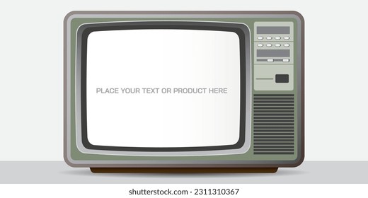 Retro TV front view with blank space at screen. Vintage television isolated flat design vector illustration.