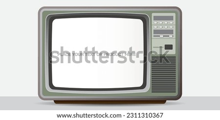 Retro TV front view with blank space at screen. Vintage television isolated flat design vector illustration.
