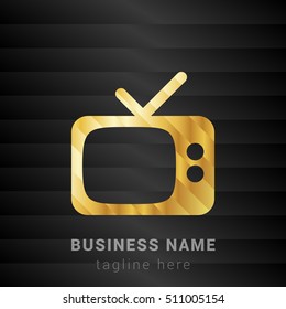 Retro TV Gold and Black silk fashion premium icon / Logo