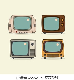 Retro Tv hand drawn icon. Vector illustration
