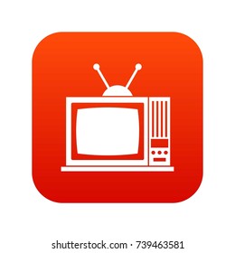 Retro TV icon digital red for any design isolated on white vector illustration