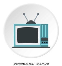 Retro tv icon. Flat illustration of tv vector icon for web design