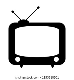 Retro TV icon in flat style, black and white retro TV icon, Vector illustration of Retro TV icon for you design.