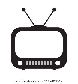 Retro TV icon in flat style, black and white retro TV icon, Vector illustration of Retro TV icon for you design.