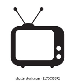 Retro TV icon in flat style, black and white retro TV icon, Vector illustration of Retro TV icon for you design.
