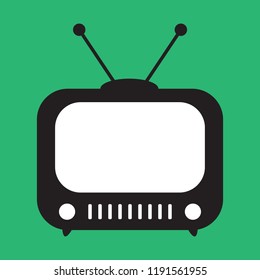 Retro TV icon in flat style, black and white retro TV icon, Vector illustration of Retro TV icon for you design.