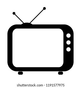 Retro TV icon in flat style, black and white retro TV icon, Vector illustration of Retro TV icon for you design.