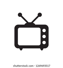 Retro TV icon in flat style, black and white retro TV icon, Vector illustration of Retro TV icon for you design.