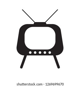 Retro TV icon in flat style, black and white retro TV icon, Vector illustration of Retro TV icon for you design.