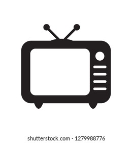 Retro TV icon in flat style, black and white retro TV icon, Vector illustration of Retro TV icon for you design.