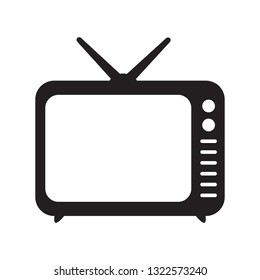 Retro TV icon in flat style, black and white retro TV icon, Vector illustration of Retro TV icon for you design.