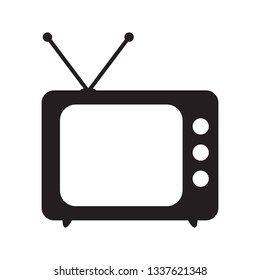 Retro TV icon in flat style, black and white retro TV icon, Vector illustration of Retro TV icon for you design.