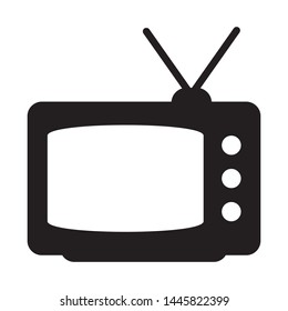 Retro TV icon in flat style, black and white retro TV icon, Vector illustration of Retro TV icon for you design.