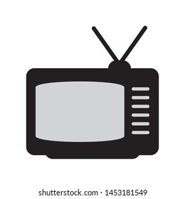 Retro TV icon in flat style, black and white retro TV icon, Vector illustration of Retro TV icon for you design.