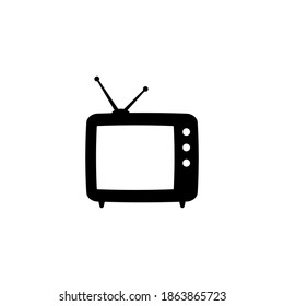 Retro TV icon in flat style, black and white retro TV icon, Vector illustration of Retro TV icon for you design.