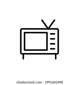 Retro TV icon in flat style, black and white retro TV icon, Vector illustration of Retro TV icon for you design. Tv icon in flat style.