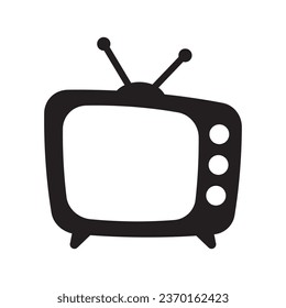 Retro TV icon in flat style, black and white retro TV icon, Vector illustration of Retro TV icon for you design.