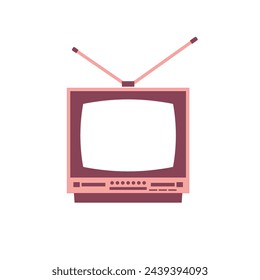 Retro tv icon in flat style. Television vector illustration isolated on white background. Television business concept