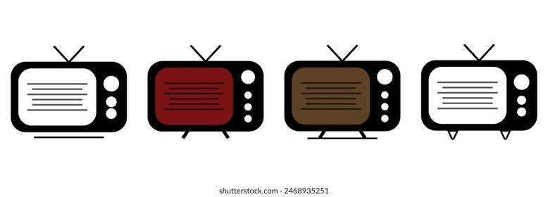 Retro TV icon in flat style, black and white retro TV icon, Vector illustration of Retro TV icon for you design. tv icon , vector illustration. 