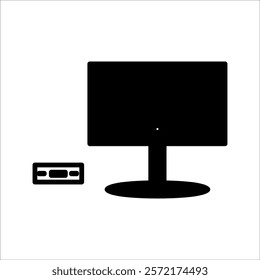 Retro TV icon in flat style, black and white retro TV icon, Vector illustration of Retro TV icon for you design, with white background