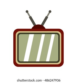 Retro TV icon in flat style on a white background vector illustration