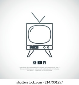 Retro TV icon isolated on white background. Old TV emblem. Stock vector illustration.