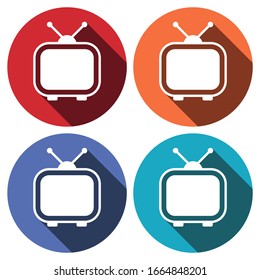 Icono de TV retro con sombra larga