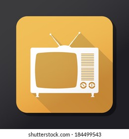 Retro TV icon with long shadow
