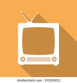 Retro TV icon with long shadow.