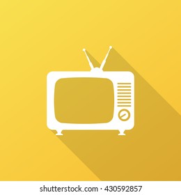 Retro TV icon with long shadow
