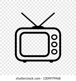 Retro TV icon on transparent grid