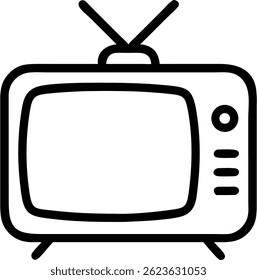 retro tv icon outlines with antenna vector illustration