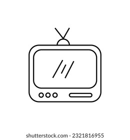 icono de retro tv sobre fondo blanco, estilo de línea, ilustración vectorial