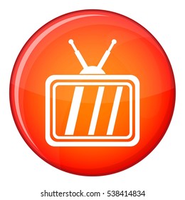 Retro TV icon in red circle isolated on white background vector illustration