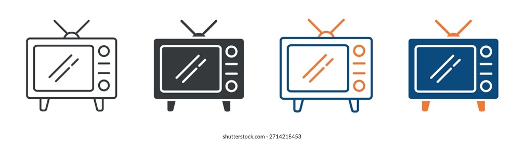 Conjunto De Ícones De Tv Retrô Coleção De Vários Estilos
