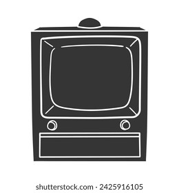 Retro TV Icon Silhouette Illustration. Television Vector Graphic Pictogram Symbol Clip Art. Doodle Sketch Black Sign.