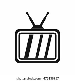 Retro TV icon in simple style isolated on white background. Broadcast symbol
