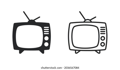 Retro TV icon, television isolated on white background, vector illustration	