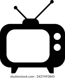 Icono de la televisión retro en estilo de relleno de moda aislado sobre fondo transparente. Plantilla de símbolo de televisión para ilustración vectorial de diseño gráfico y web. Vieja TV con antena. Concepto de negocio de canal de vídeo.